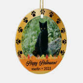 Aangepaste Herfst Halloween Fotonaam Jaar Pet Orna Keramisch Ornament (Rechts)