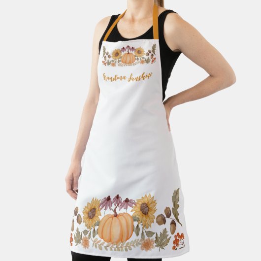 Aangepaste Herfst Herfst Bloemen Monogram Thanksgi Schort (Insitu)