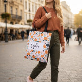 Aangepaste Herfst Pompoen Canvas tas met Naam