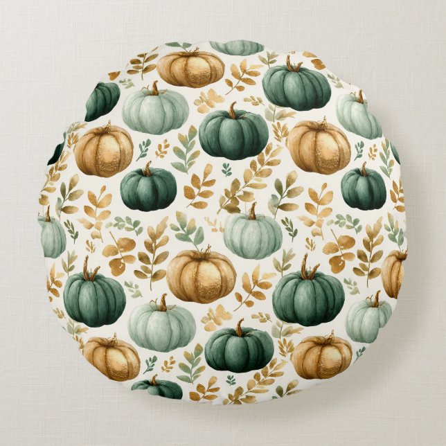 Aangepaste Herfst Pompoen Foto Lijst Rond Kussen (Voorkant)