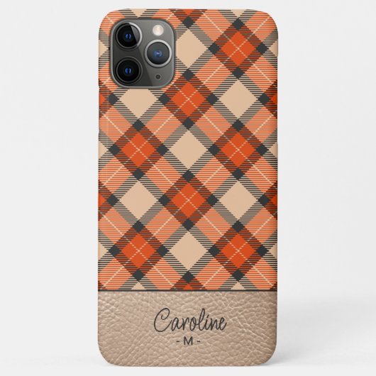 Aangepaste herfst pompoen Sinaasappel bruin tartan Case-Mate iPhone Case (Achterkant)