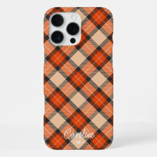 Aangepaste herfst pompoen Sinaasappel bruin tartan iPhone 16 Pro Max Hoesje