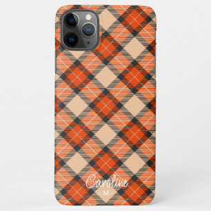 Aangepaste herfst pompoen Sinaasappel bruin tartan iPhone 11Pro Max Hoesje