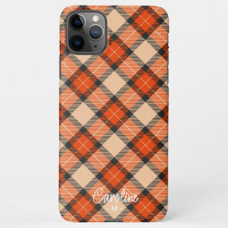 Aangepaste herfst pompoen Sinaasappel bruin tartan iPhone 11Pro Max Hoesje