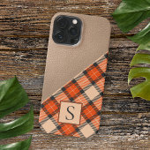 Aangepaste herfst pompoen Sinaasappel bruin tartan iPhone Hoesje