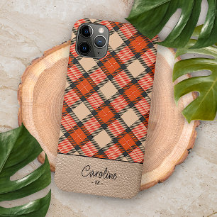 Aangepaste herfst pompoen Sinaasappel bruin tartan iPhone 11Pro Max Hoesje