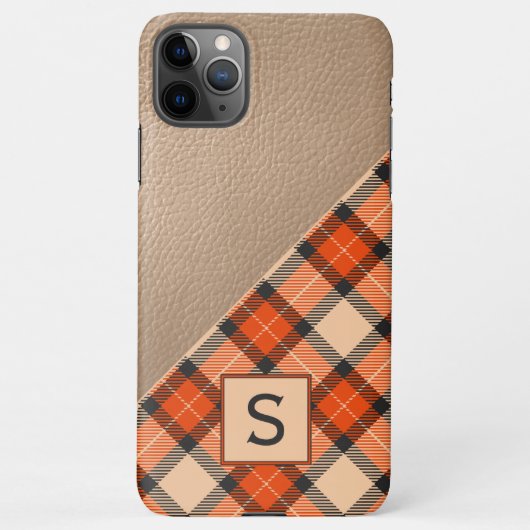 Aangepaste herfst pompoen Sinaasappel bruin tartan iPhone Hoesje (Achterkant)