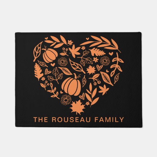 Aangepaste Herfst pompoenen en folaige hart Deurmat (Voorkant)