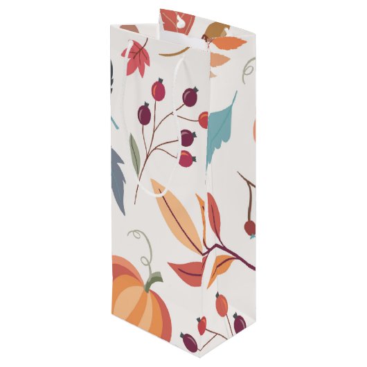 Aangepaste herfst printwijn wijn cadeautas (Achterkant Gekanteld)