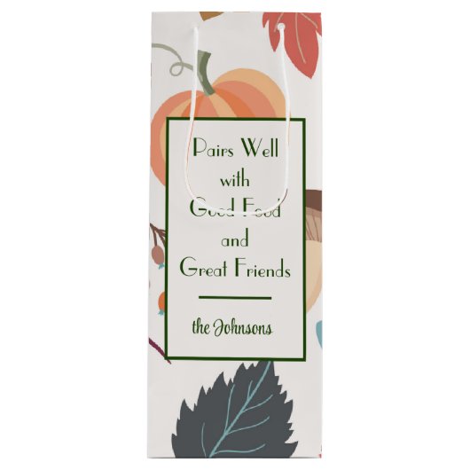 Aangepaste herfst printwijn wijn cadeautas (Voorkant)