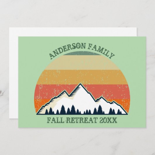 Aangepaste Herfst Retreat Sunset Mountain Party Kaart (Voorkant / Achterkant)