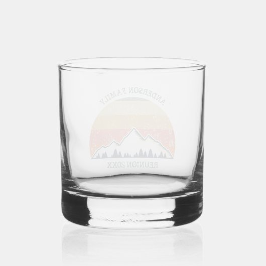 Aangepaste Herfst Retreat Sunset Mountain Party Whisky Glas (Achterkant)