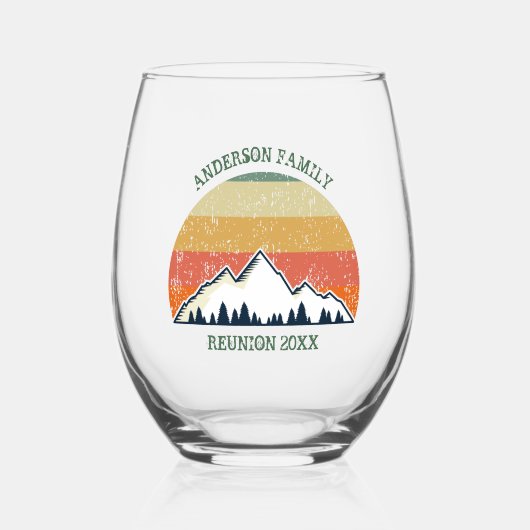 Aangepaste Herfst Retreat Sunset Mountain Party Wijnglas Zonder Voet (Voorkant)