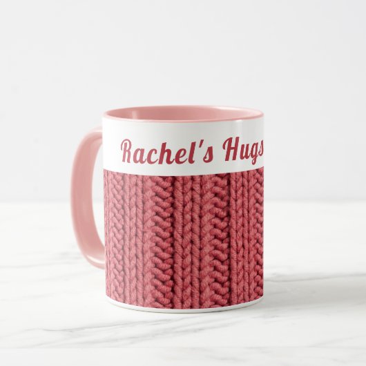 Aangepaste herfst roze gezellige winter | Knuffels Mok (Voorkant links)