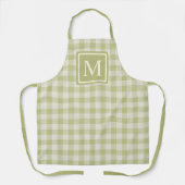 Aangepaste Herfst Sage Green Ivory Gingham Schort (Voorkant)
