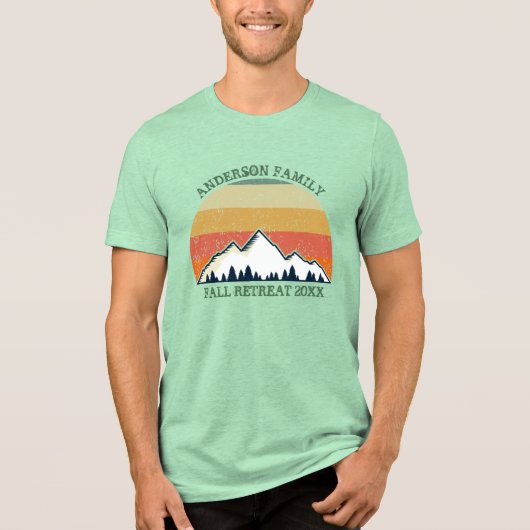 Aangepaste Herfst Sunset Familie Reünie Groen Tri-Blend Shirt (Voorkant)