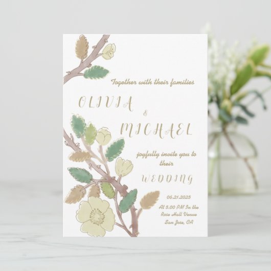 Aangepaste Herfst Tree Gold Branch Wedding Kaart (Staand voorkant)