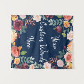 Aangepaste Herfst Verjaardag Party Foto Booth Bloe Wandkleed (Voorkant (horizontaal))