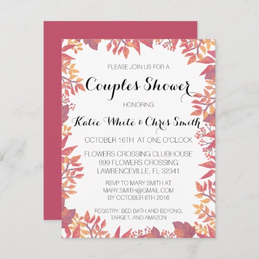 Aangepaste Herfst Waterverf Kaart (Voorkant / Achterkant)