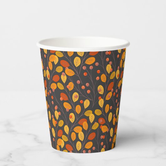 Aangepaste herfstbladeren & bessen papieren bekers (Achterkant)