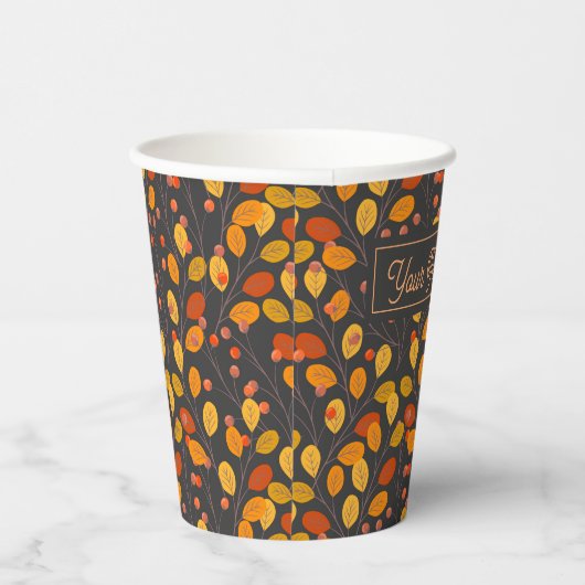 Aangepaste herfstbladeren & bessen papieren bekers (Rechts)