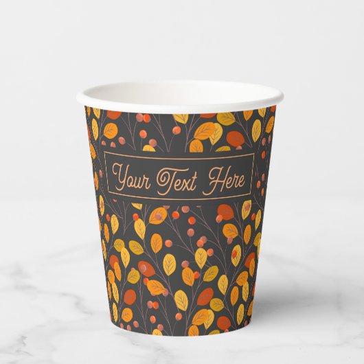 Aangepaste herfstbladeren & bessen papieren bekers (Voorkant)