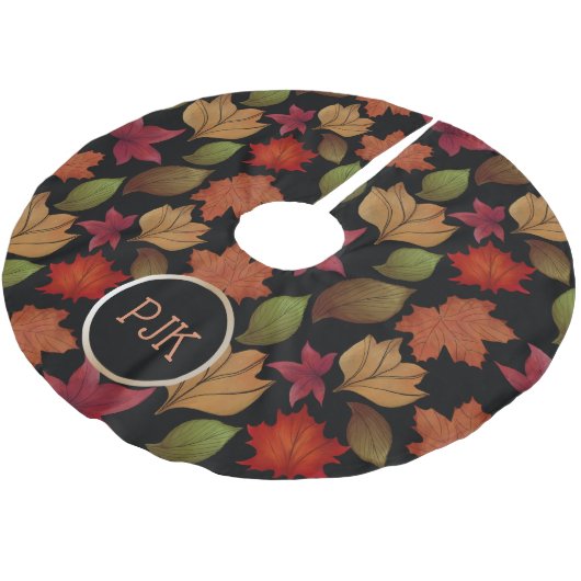 Aangepaste herfstbladeren op zwarte boomrok kerstboom rok (Gekanteld)