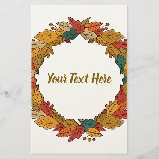 Aangepaste herfstbladerenkrans cirkel briefpapier (Voorkant)