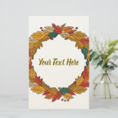 Aangepaste herfstbladerenkrans cirkel briefpapier (Staand voorkant)