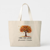 Aangepaste herfstboom bruiloft welkom bestemmings grote tote bag (Achterkant)
