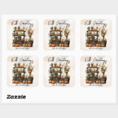 Aangepaste herfstgroeten vierkante sticker (Vel)