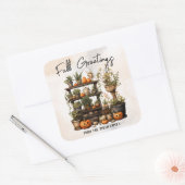 Aangepaste herfstgroeten vierkante sticker (Envelop)