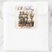 Aangepaste herfstgroeten vierkante sticker (Tas)
