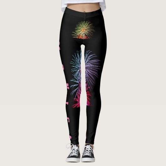Aangepaste Herhalende Naam Workout Leggings (Voorkant)
