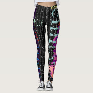 Aangepaste herhalingsnaam 5 letters Muzieknoten Leggings