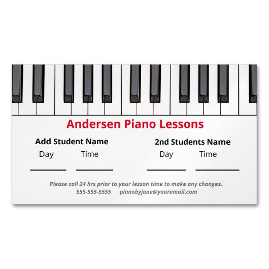 Aangepaste herinnering Pianolessen voor kinderen Magnetisch Visitekaartje (Voorkant)