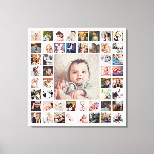 Aangepaste herinneringen voor de familie Foto Coll Canvas Afdruk (Voorkant)