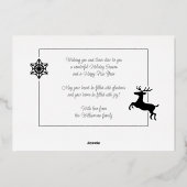 Aangepaste herten & sneeuwvlokken op wit goud folie feestdagenkaart (Achterkant)
