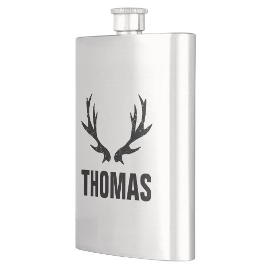 Aangepaste  hertengeweien roestvrijstalen kolf heupfles (Links)