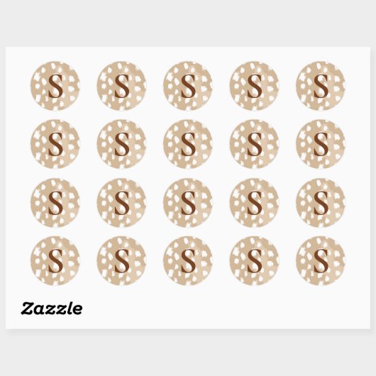 Aangepaste hertenprintmonogram, bosnimf  ronde sticker (Vel)