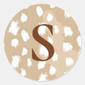Aangepaste hertenprintmonogram, bosnimf  ronde sticker (Voorkant)