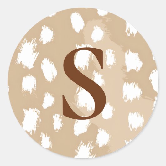 Aangepaste hertenprintmonogram, bosnimf ronde sticker (Voorkant)