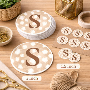 Aangepaste hertenprintmonogram, bosnimf  ronde sticker