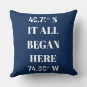 Aangepaste 'Het Begon Allemaal' Coördinaten Worpku Kussen (Achterkant)