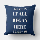 Aangepaste 'Het Begon Allemaal' Coördinaten Worpku Kussen (Voorkant)