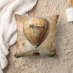 Aangepaste  heteluchtballon   Antiek reis Kussen
