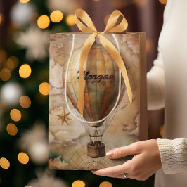 Aangepaste heteluchtballon | Antiek reis Medium Cadeauzakje