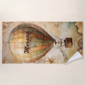 Aangepaste  heteluchtballon | Antiek reis Strandlaken (Voorkant)