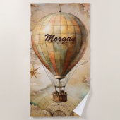 Aangepaste  heteluchtballon | Antiek reis Strandlaken (Voorkant)