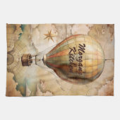 Aangepaste  heteluchtballon | Antiek reis Theedoek (Horizontaal)